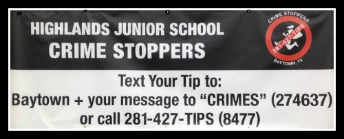 Highlands Junior Crime Stoppers Sign 