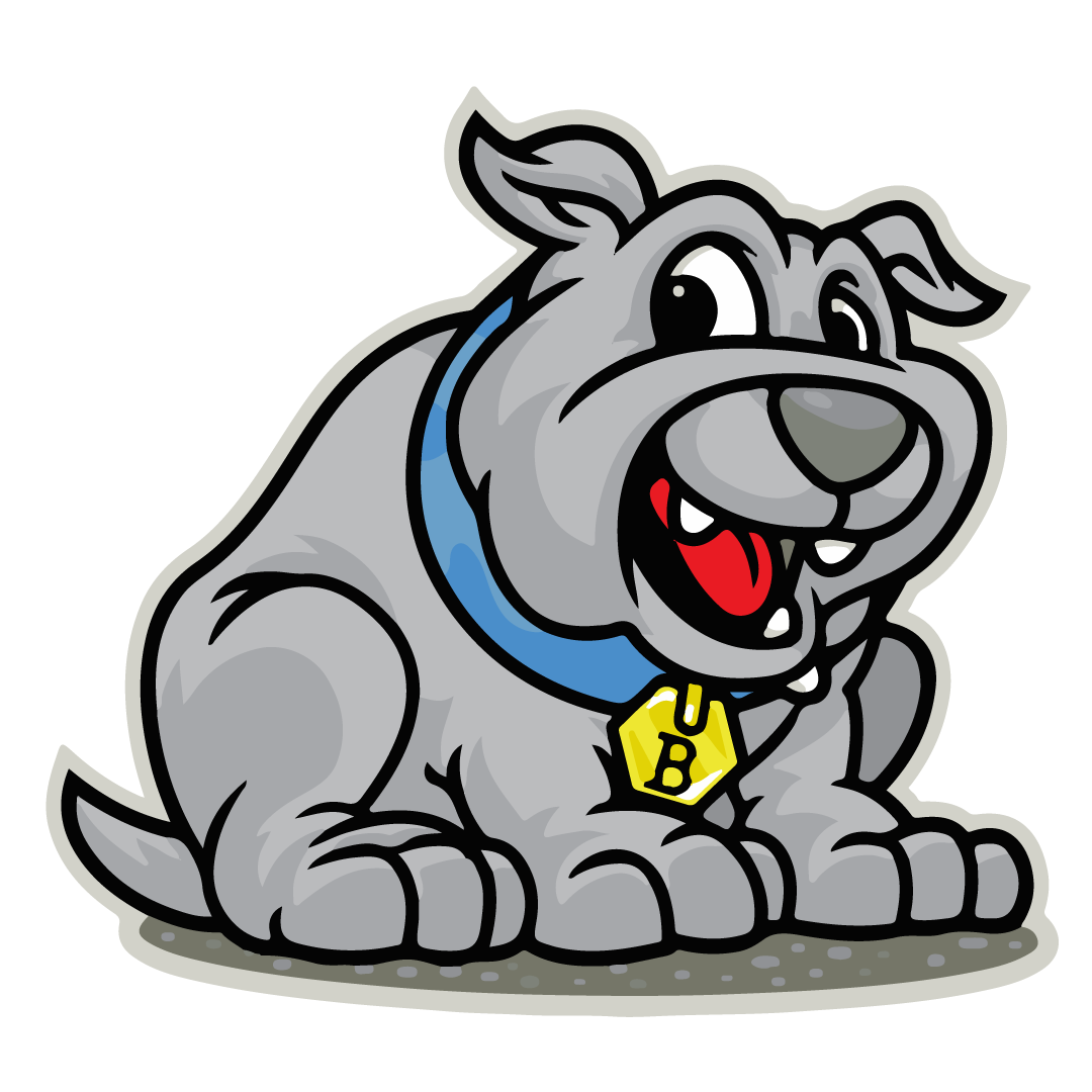 Dr. Antonio Bañuelos Elementary Logo of a happy bulldog with a yellow tag