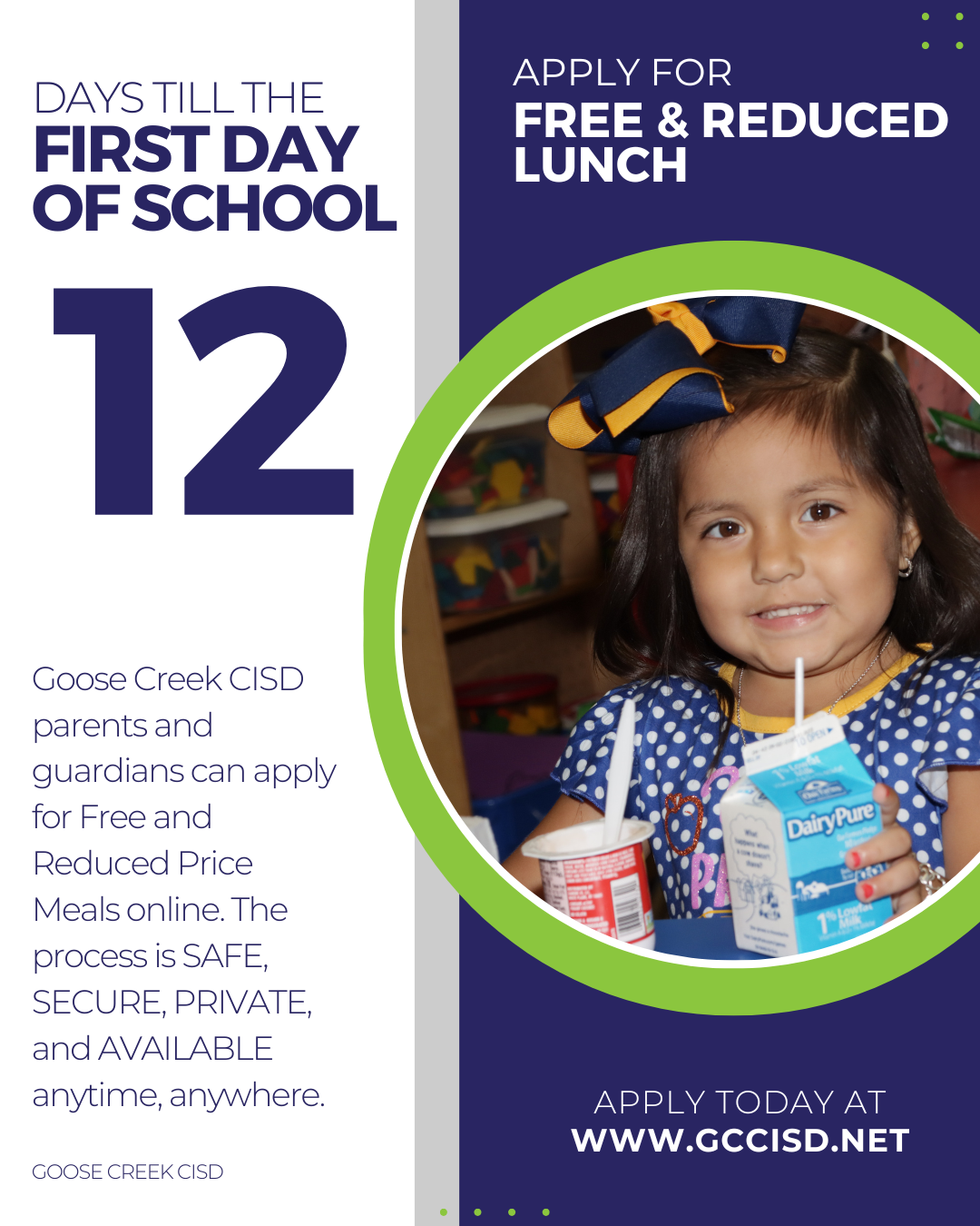 Reminder to complete free & reduced lunch application for the school year.