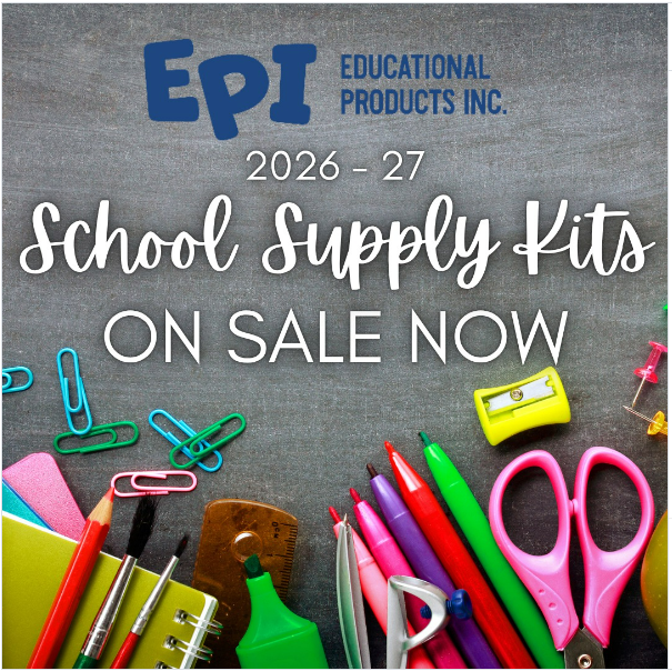 image advertising school supply packs on sale for the upcoming school year. image has school supplies at the bottom.