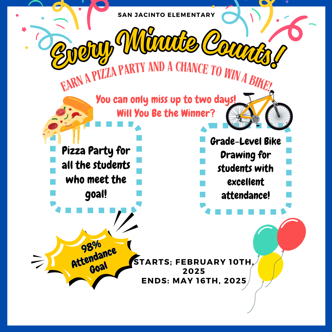 Attendance incentive for all students, Pizza party & bike raffle