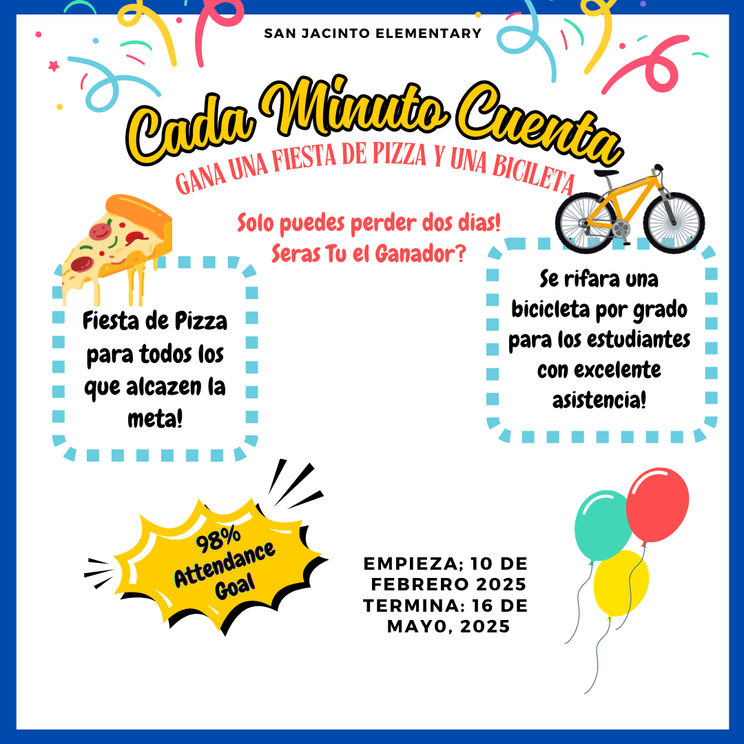 Attendance incentive for all students, Pizza party & bike raffle