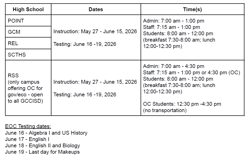 Summer School 2026 dates and times