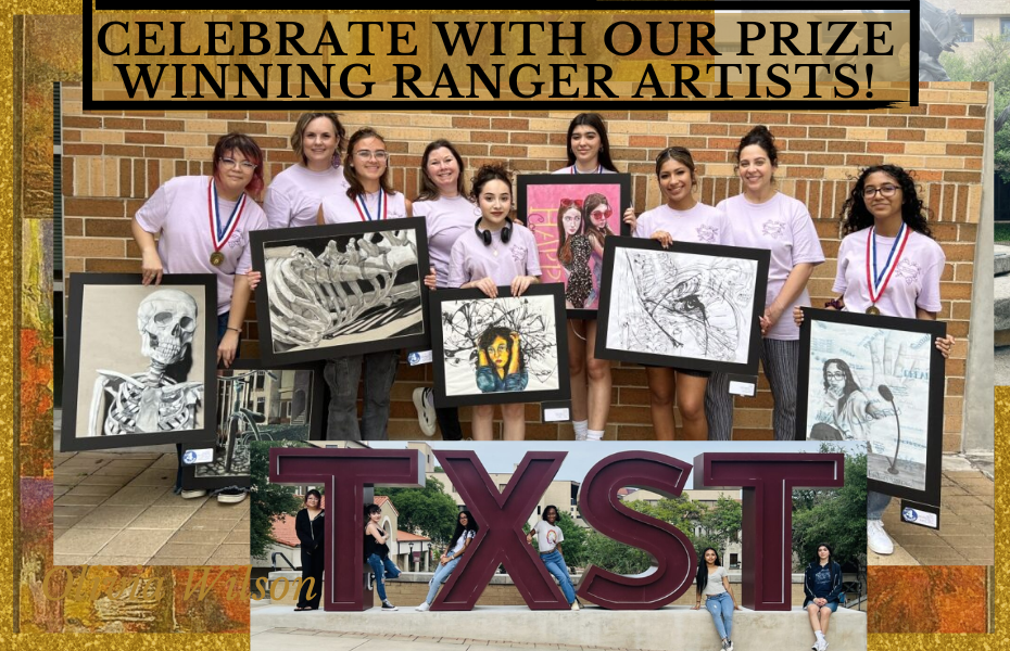 Image of students, artwork, "Celebrate with our Ranger Artists!