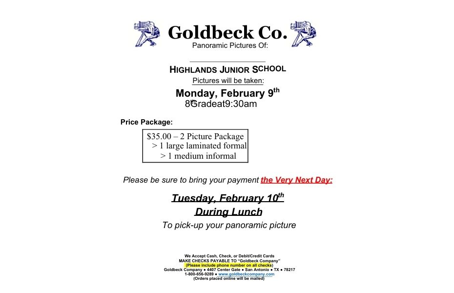 8th grade panoramic picture on Feb. 9