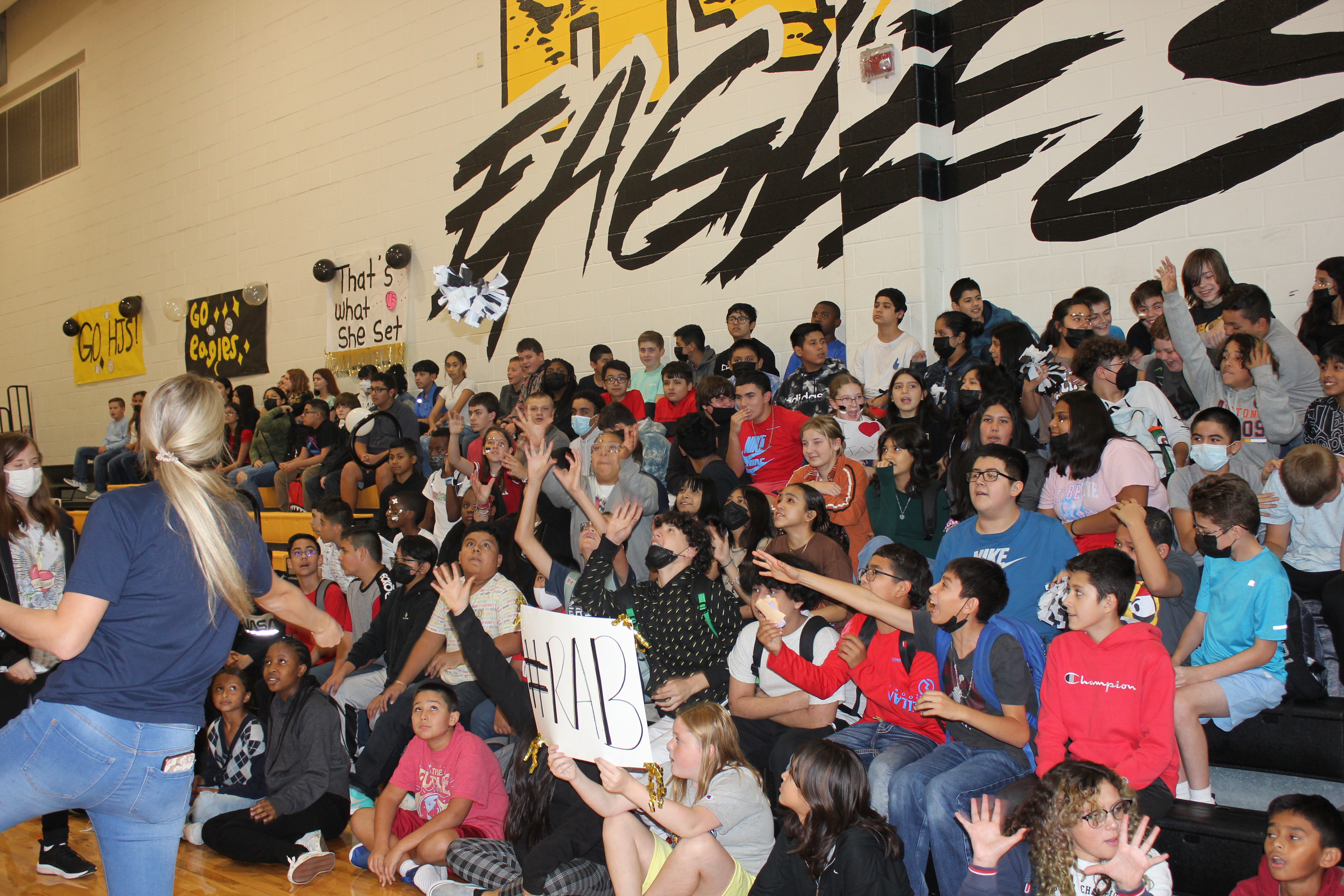 students at peprally