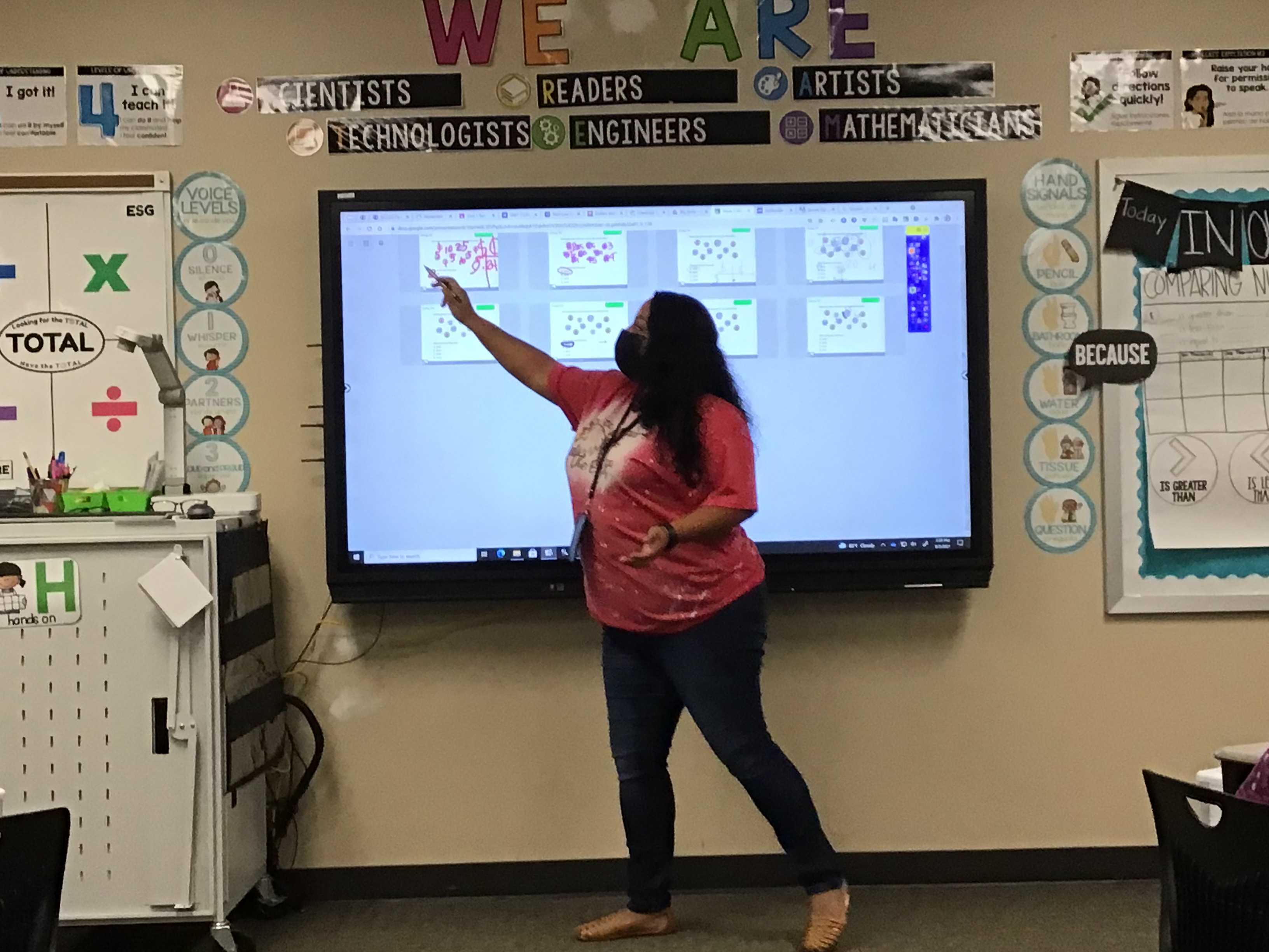 Teacher using technology
