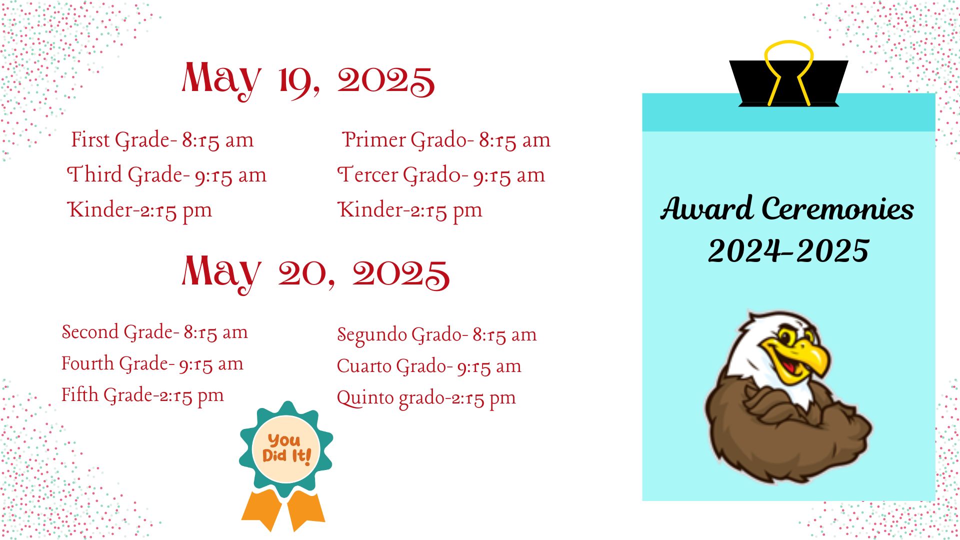 Award Ceremony info.