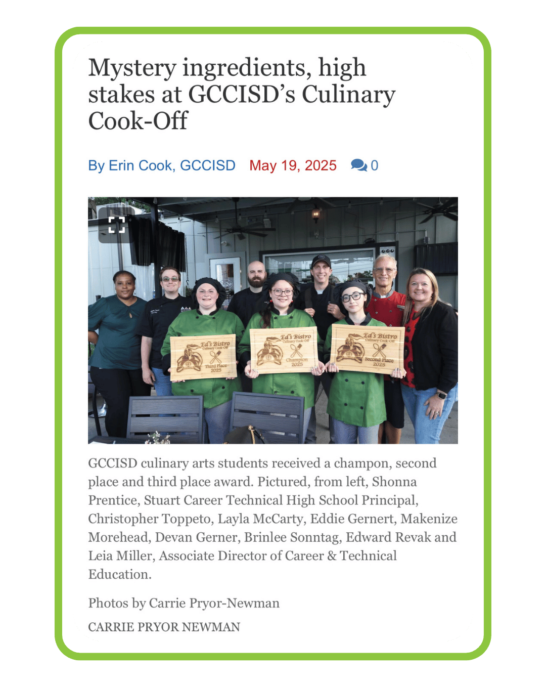 Culinary Cook-Off Article